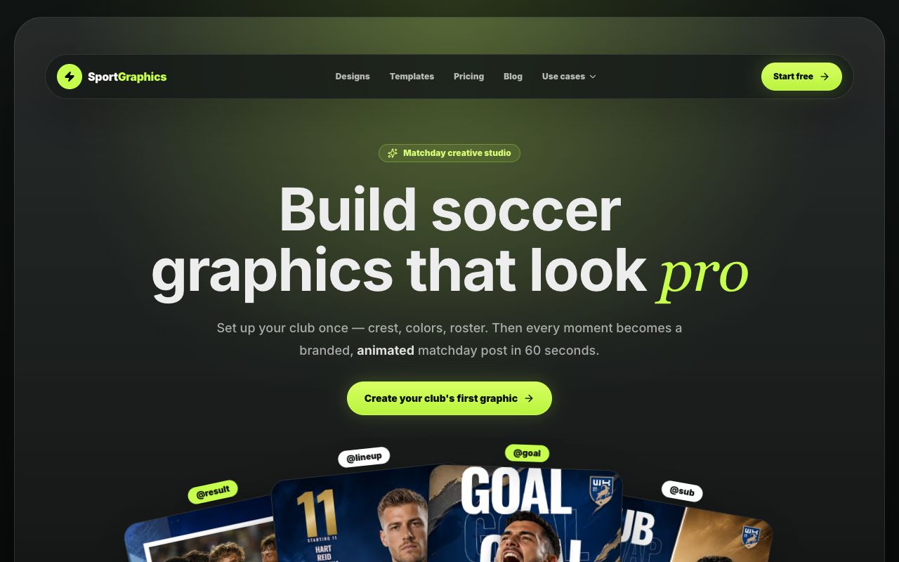 SportGraphics landing page